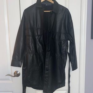 ZARA BLACK LEATHER SHIRT JACKET🖤